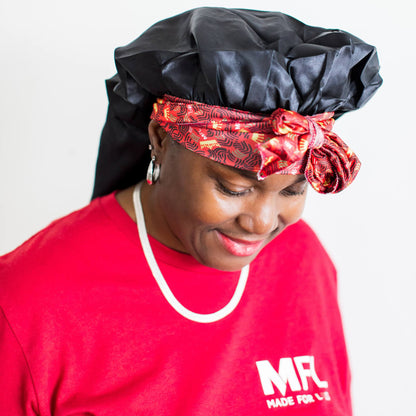Extra Long Satin Bonnet Black