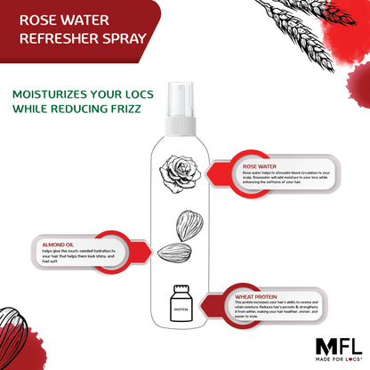 Locs Rose-Water Refresher Spray | 8 oz